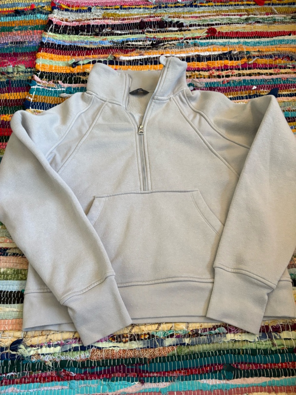 Danskin Light Gray Quarter-Zip Fleece Pullover